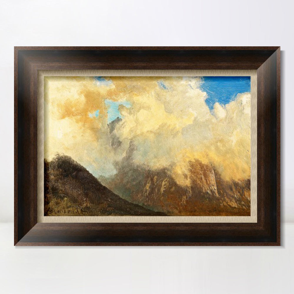 INVIN ART Framed Canvas Art Giclee Print Mountain and clouds#2 by Albert Bierstadt Wall Art