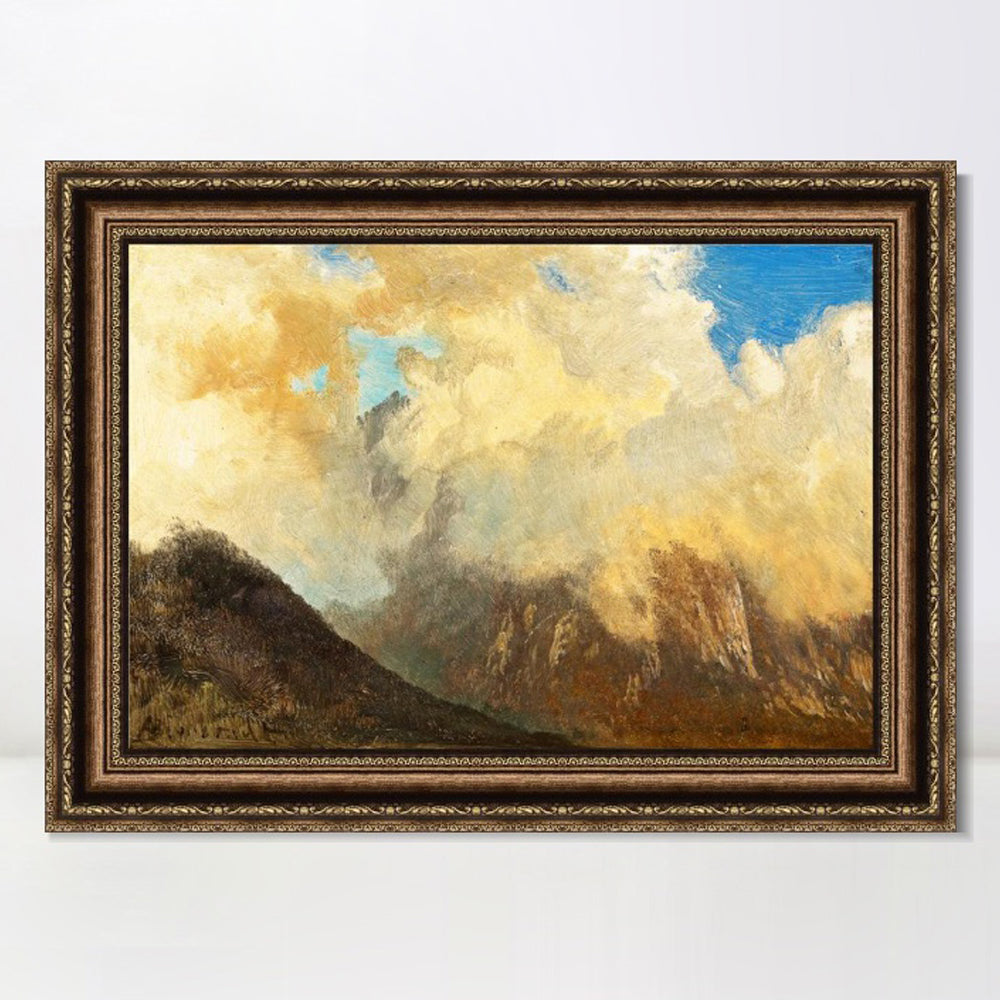 INVIN ART Framed Canvas Art Giclee Print Mountain and clouds#2 by Albert Bierstadt Wall Art
