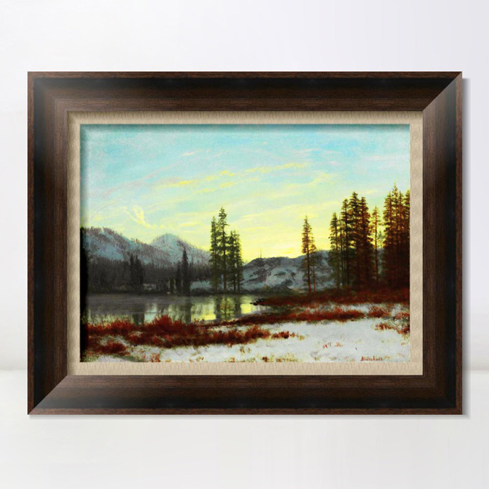 INVIN ART Framed Canvas Art Giclee Print The peaceful lake after snow#2 by Albert Bierstadt Wall Art