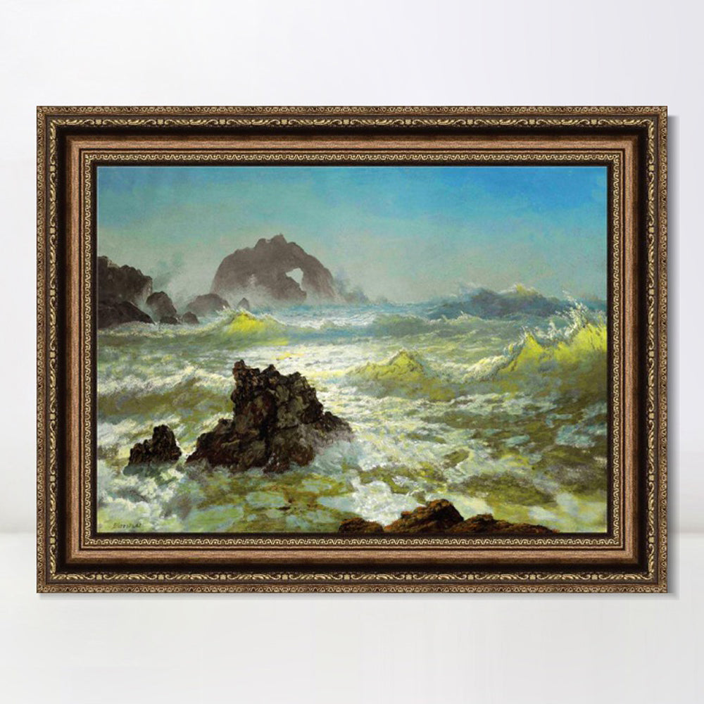 INVIN ART Framed Canvas Art Giclee Print Sea#122 by Albert Bierstadt Wall Art
