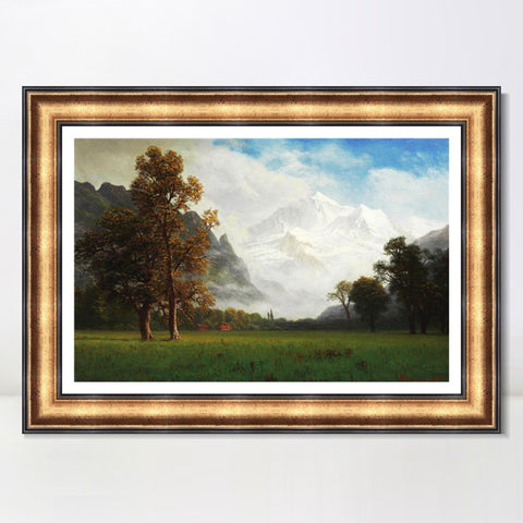 INVIN ART Framed Canvas Art Giclee Print Snow Mountain#124 by Albert Bierstadt Wall Art Living Room Home Office Decorations