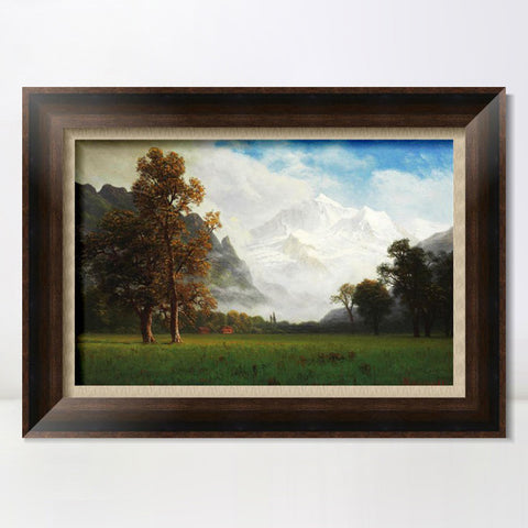 INVIN ART Framed Canvas Art Giclee Print Snow Mountain#124 by Albert Bierstadt Wall Art Living Room Home Office Decorations