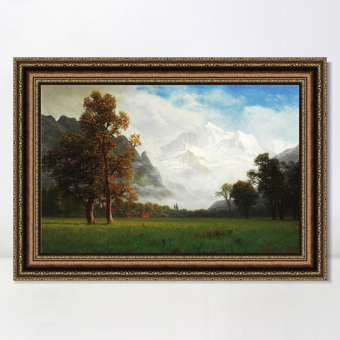 INVIN ART Framed Canvas Art Giclee Print Snow Mountain#124 by Albert Bierstadt Wall Art Living Room Home Office Decorations