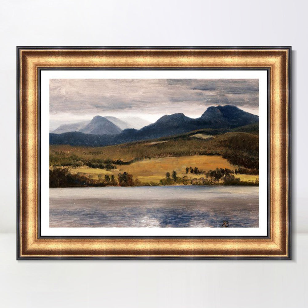 INVIN ART Framed Canvas Art Giclee Print Mountains and Lake#126 by Albert Bierstadt Wall Art