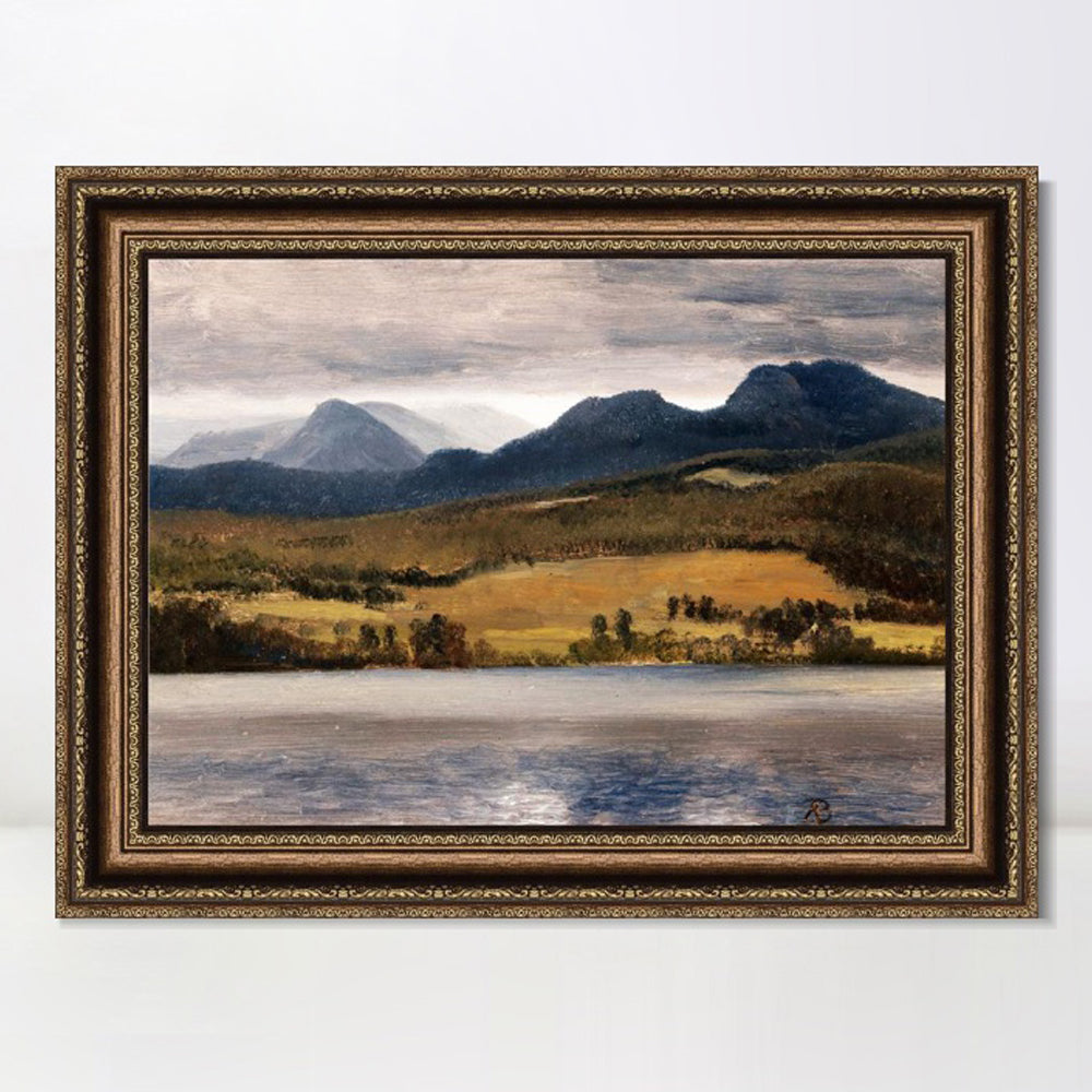 INVIN ART Framed Canvas Art Giclee Print Mountains and Lake#126 by Albert Bierstadt Wall Art