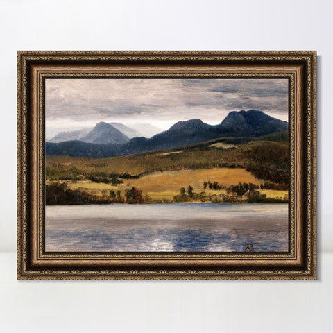 INVIN ART Framed Canvas Art Giclee Print Mountains and Lake#126 by Albert Bierstadt Wall Art Living Room Home Office Decorations