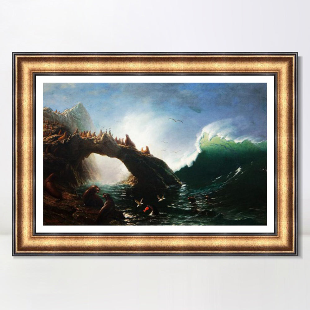 INVIN ART Framed Canvas Art Giclee Print The great wave by Albert Bierstadt Wall Art