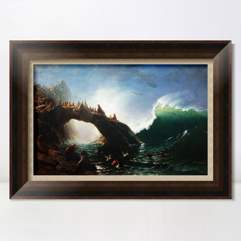 INVIN ART Framed Canvas Art Giclee Print The great wave by Albert Bierstadt Wall Art Living Room Home Office Decorations