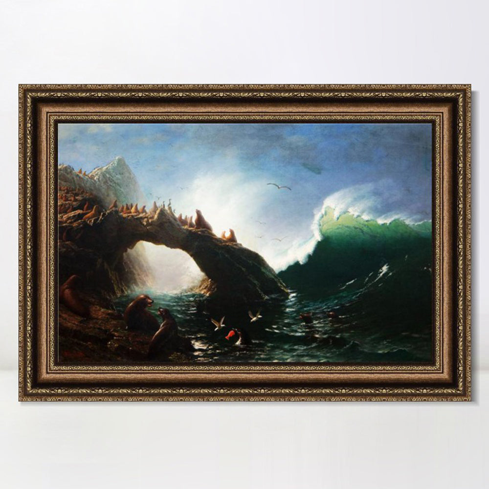 INVIN ART Framed Canvas Art Giclee Print The great wave by Albert Bierstadt Wall Art