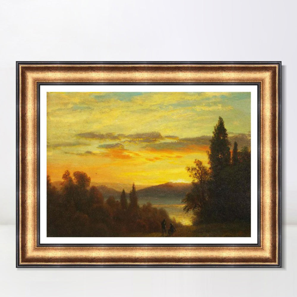 INVIN ART Framed Canvas Art Giclee Print On the Hudson River Near Irvington by Albert Bierstadt Wall Art