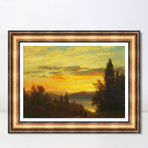 INVIN ART Framed Canvas Art Giclee Print On the Hudson River Near Irvington by Albert Bierstadt Wall Art Living Room Home Office Decorations