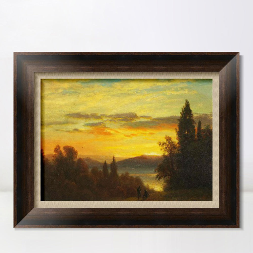 INVIN ART Framed Canvas Art Giclee Print On the Hudson River Near Irvington by Albert Bierstadt Wall Art