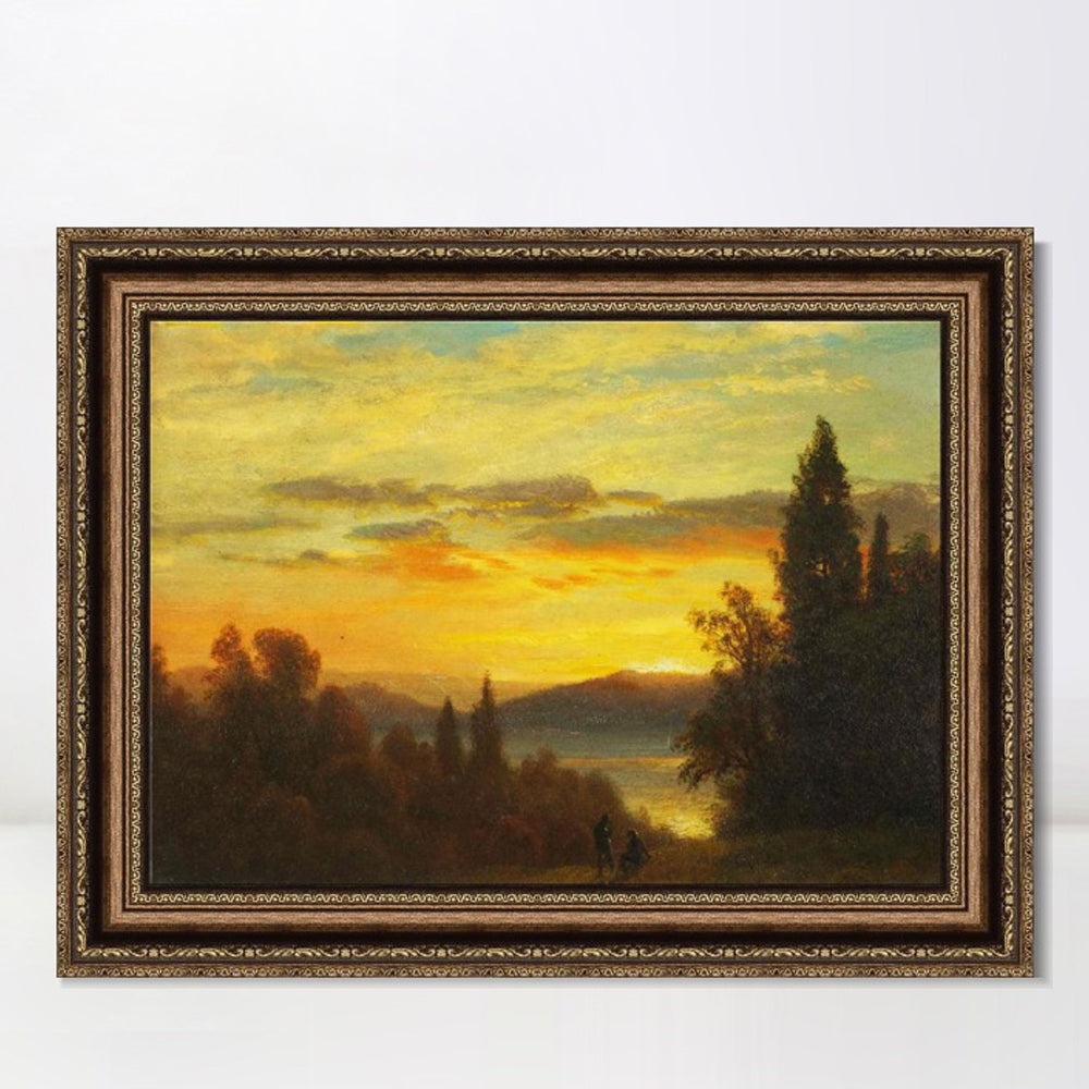 INVIN ART Framed Canvas Art Giclee Print On the Hudson River Near Irvington by Albert Bierstadt Wall Art
