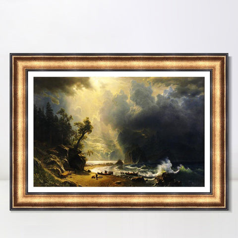 INVIN ART Framed Canvas Art Giclee Print Puget Sound on The Pacific Coast by Albert Bierstadt Wall Art Living Room Home Office Decorations