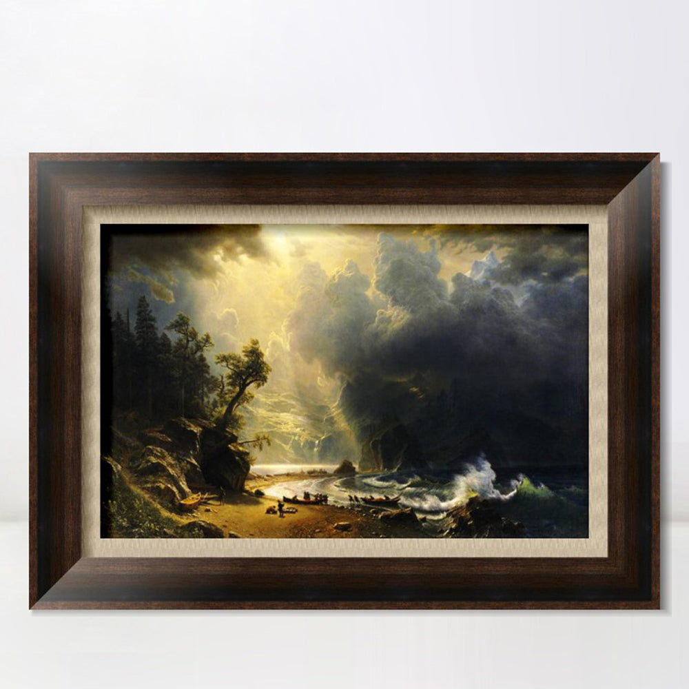 INVIN ART Framed Canvas Art Giclee Print Puget Sound on The Pacific Coast by Albert Bierstadt Wall Art