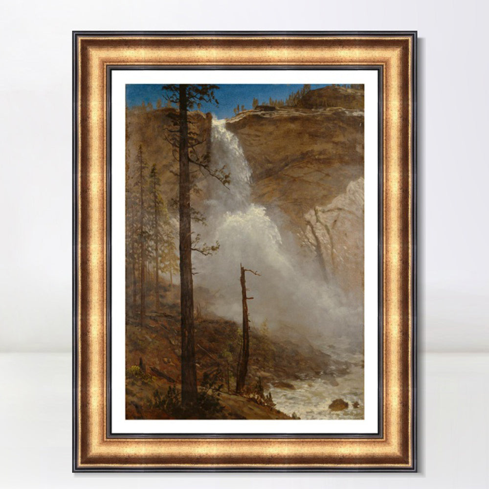 INVIN ART Framed Canvas Art Giclee Print Waterfall#135 by Albert Bierstadt Wall Art