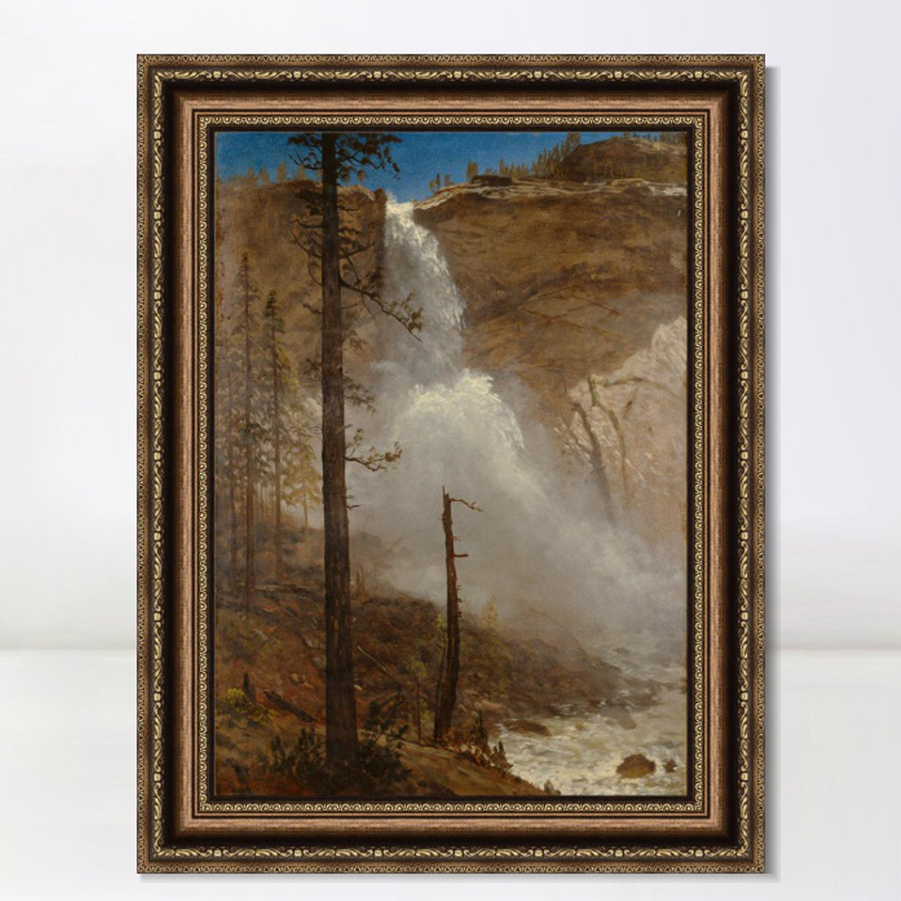 INVIN ART Framed Canvas Art Giclee Print Waterfall#135 by Albert Bierstadt Wall Art