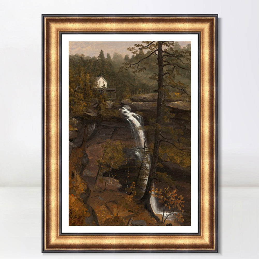 INVIN ART Framed Canvas Art Giclee Print Waterfall#136 by Albert Bierstadt Wall Art