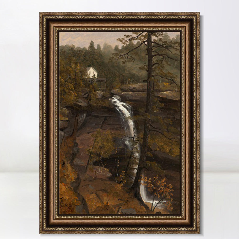 INVIN ART Framed Canvas Art Giclee Print Waterfall#136 by Albert Bierstadt Wall Art