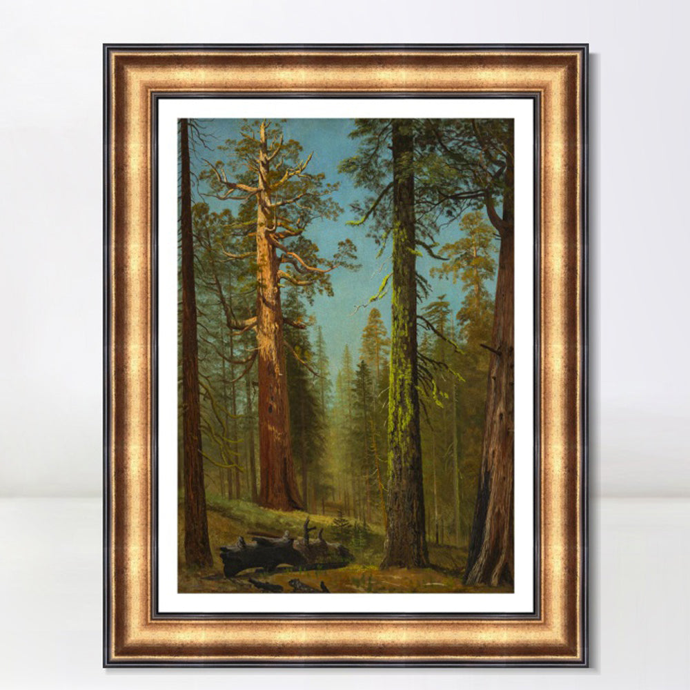 INVIN ART Framed Canvas Art Giclee Print The Grizzly Giant Sequoia, Mariposa Grove, California by Albert Bierstadt Wall Art