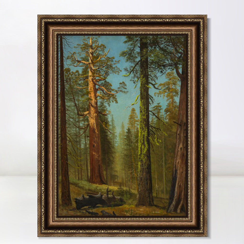 INVIN ART Framed Canvas Art Giclee Print The Grizzly Giant Sequoia, Mariposa Grove, California by Albert Bierstadt Wall Art