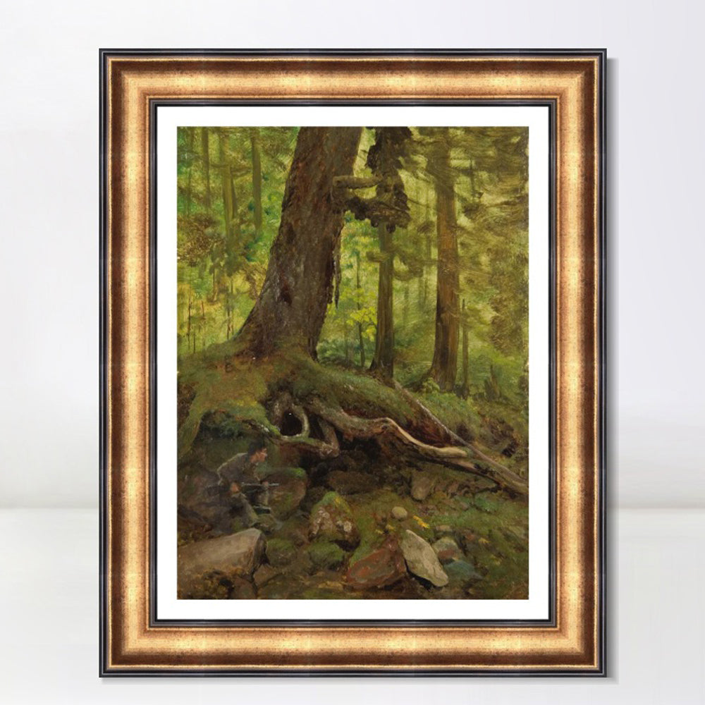 INVIN ART Framed Canvas Art Giclee Print Hunter in the White Mountains Near Glen House by Albert Bierstadt Wall Art