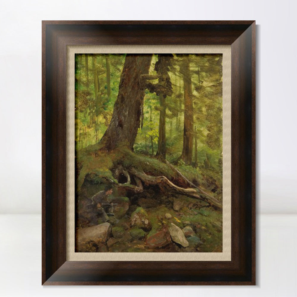 INVIN ART Framed Canvas Art Giclee Print Hunter in the White Mountains Near Glen House by Albert Bierstadt Wall Art