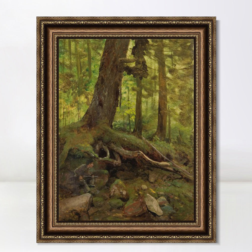INVIN ART Framed Canvas Art Giclee Print Hunter in the White Mountains Near Glen House by Albert Bierstadt Wall Art