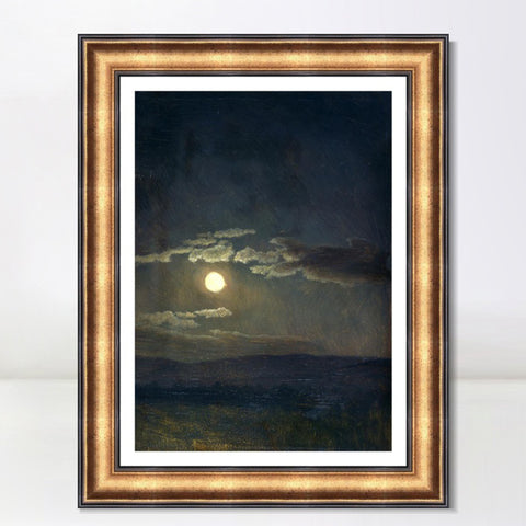 INVIN ART Framed Canvas Art Giclee Print Moon by Albert Bierstadt Wall Art Living Room Home Office Decorations