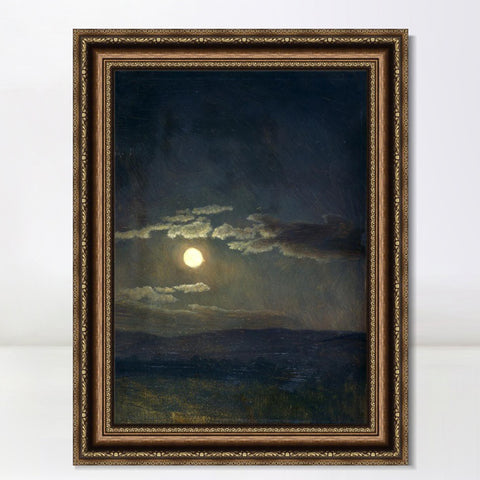 INVIN ART Framed Canvas Art Giclee Print Moon by Albert Bierstadt Wall Art Living Room Home Office Decorations