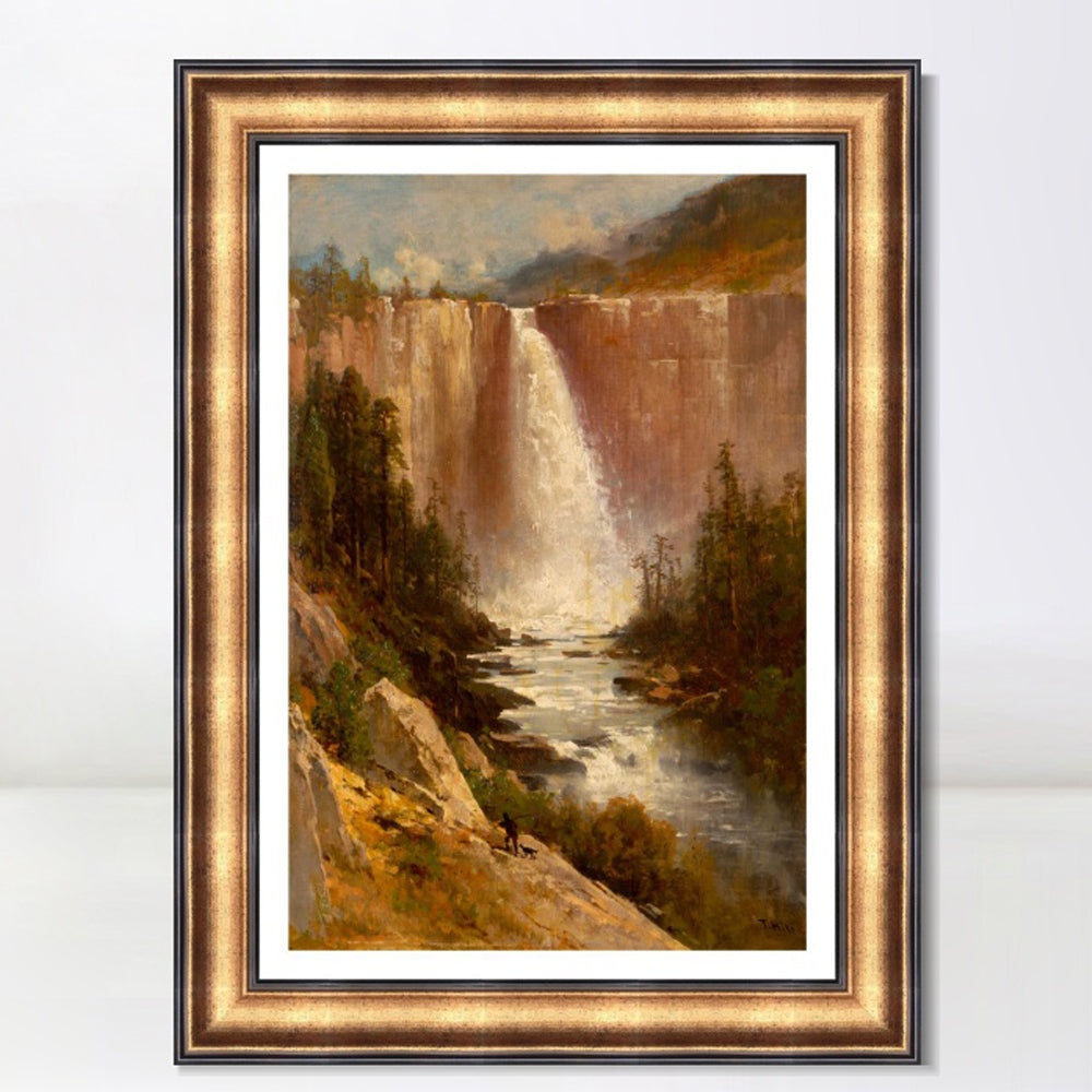INVIN ART Framed Canvas Art Giclee Print Waterfall#142 by Albert Bierstadt Wall Art