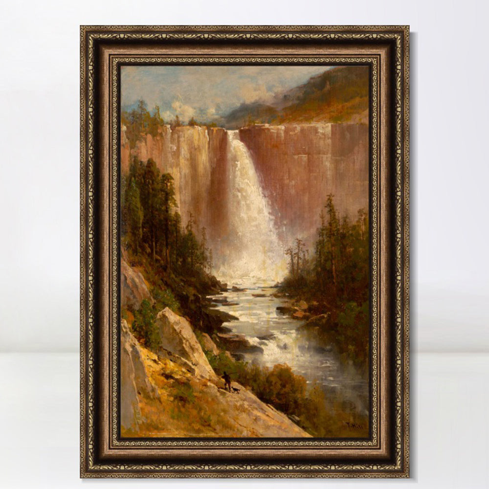 INVIN ART Framed Canvas Art Giclee Print Waterfall#142 by Albert Bierstadt Wall Art