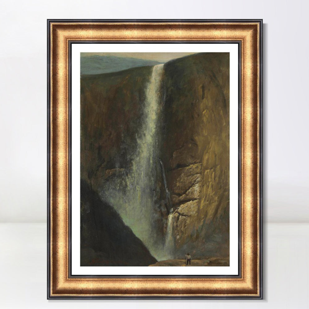 INVIN ART Framed Canvas Art Giclee Print Waterfall#143 by Albert Bierstadt Wall Art