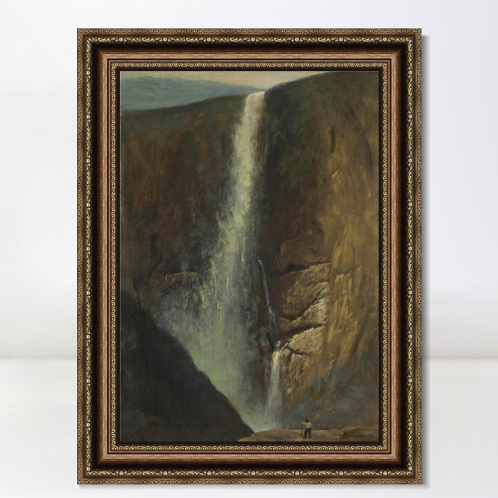 INVIN ART Framed Canvas Art Giclee Print Waterfall#143 by Albert Bierstadt Wall Art