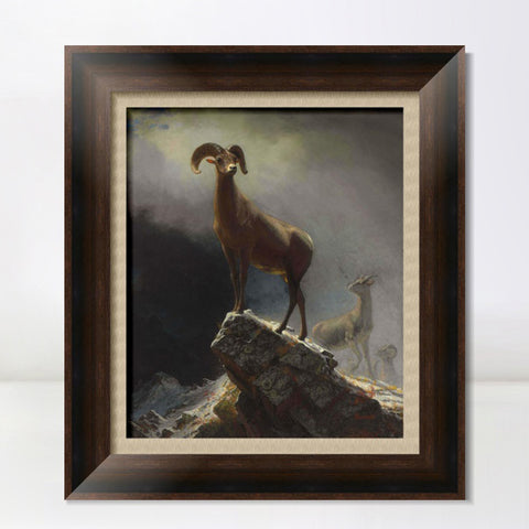 INVIN ART Framed Canvas Art Giclee Print Rocky Mountain Sheep circa 1882-1883 by Albert Bierstadt Wall Art Living Room Home Office Decorations