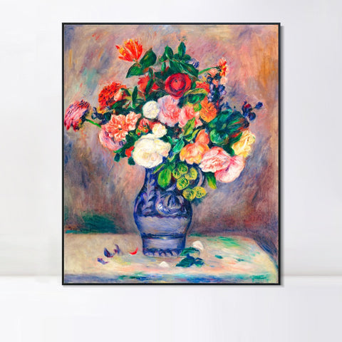 INVIN ART Framed Canvas Flowers in a Vase by Pierre Auguste Renoir Wall Art Living Room Home Office Decorations