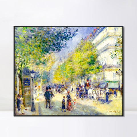 INVIN ART Framed Canvas The Grands Boulevards by Pierre Auguste Renoir Wall Art Living Room Home Office Decorations
