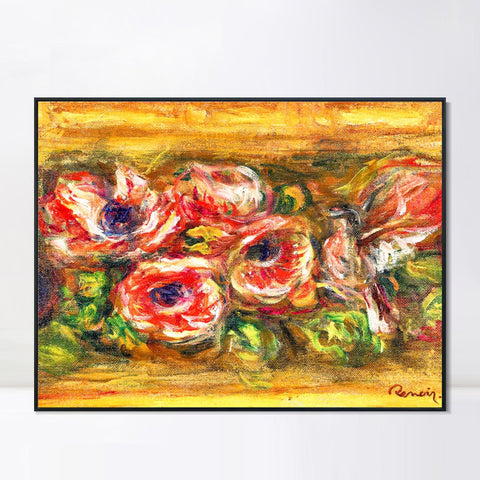 INVIN ART Framed Canvas ANEMONES2 by Pierre Auguste Renoir Wall Art Living Room Home Office Decorations