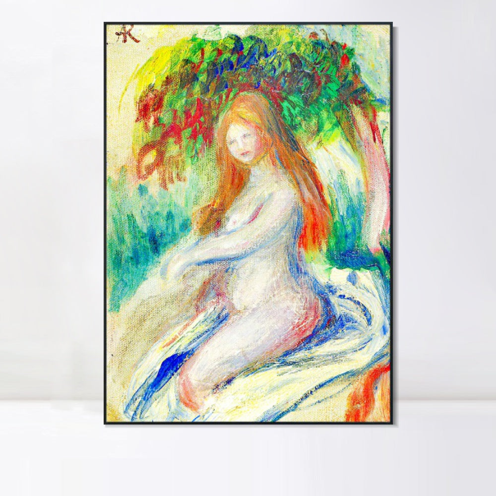 INVIN ART Framed Canvas BAIGNEUSE4 by Pierre Auguste Renoir Wall Art Living Room Home Office Decorations