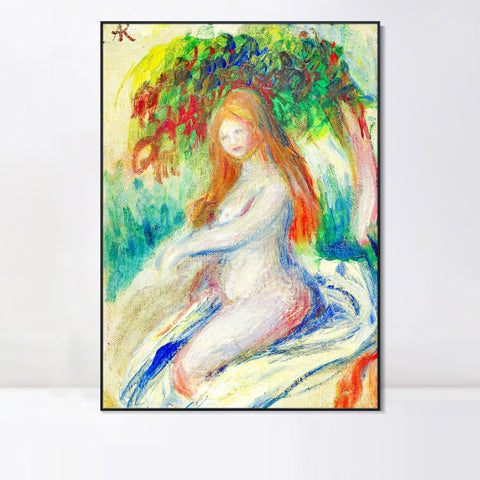 INVIN ART Framed Canvas BAIGNEUSE4 by Pierre Auguste Renoir Wall Art Living Room Home Office Decorations