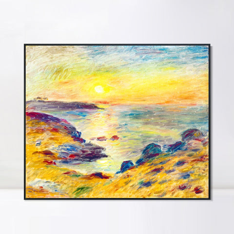 INVIN ART Framed Canvas COUCHER DE SOLEIL À DOUARNENEZ by Pierre Auguste Renoir Wall Art Living Room Home Office Decorations