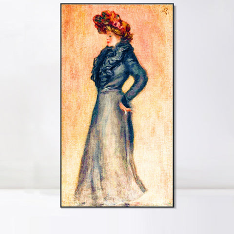 INVIN ART Framed Canvas FEMME DEBOUT DE PROFIL by Pierre Auguste Renoir Wall Art Living Room Home Office Decorations