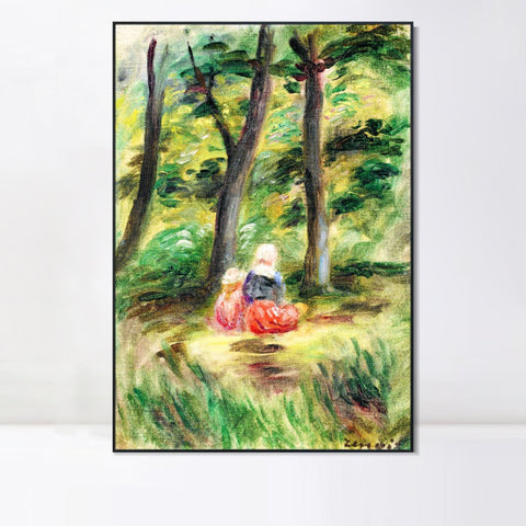 INVIN ART Framed Canvas FEMME ET ENFANT DANS UN PAYSAGE by Pierre Auguste Renoir Wall Art Living Room Home Office Decorations