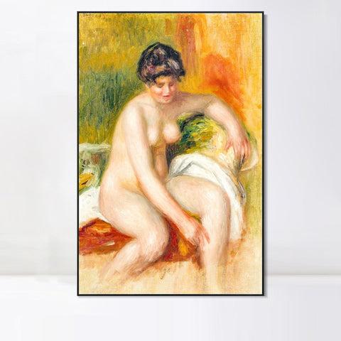 INVIN ART Framed Canvas FEMME NUE DANS UN INTERIEUR by Pierre Auguste Renoir Wall Art Living Room Home Office Decorations