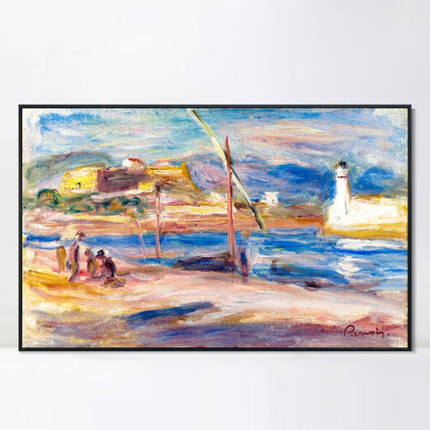 INVIN ART Framed Canvas FORT CARRÉ ET PHARE D'ANTIBES by Pierre Auguste Renoir Wall Art Living Room Home Office Decorations