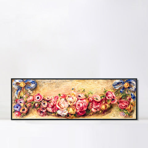 INVIN ART Framed Canvas GUIRLANDE DE ROSES by Pierre Auguste Renoir Wall Art Living Room Home Office Decorations