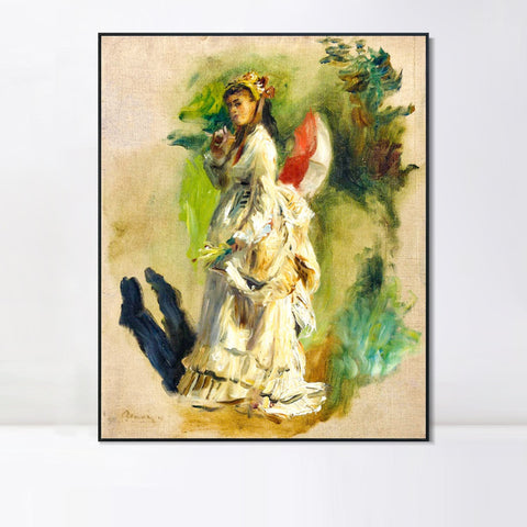 INVIN ART Framed Canvas JEUNE FEMME A L'OMBRELLE2 by Pierre Auguste Renoir Wall Art Living Room Home Office Decorations