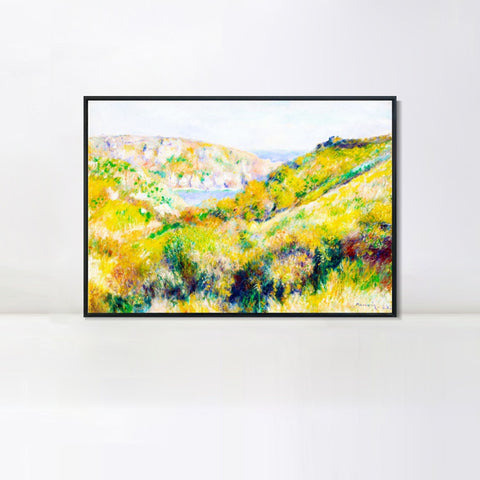 INVIN ART Framed Canvas Hills around the Bay of Moulin Huet, Guernsey by Pierre Auguste Renoir Wall Art Living Room Home Office Decorations