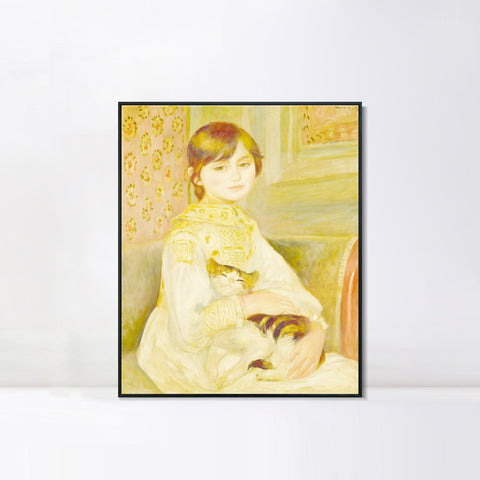 INVIN ART Framed Canvas Julie Manet by Pierre Auguste Renoir Wall Art Living Room Home Office Decorations