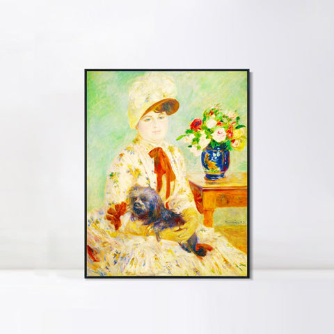 INVIN ART Framed Canvas Mlle Charlotte Berthier by Pierre Auguste Renoir Wall Art Living Room Home Office Decorations